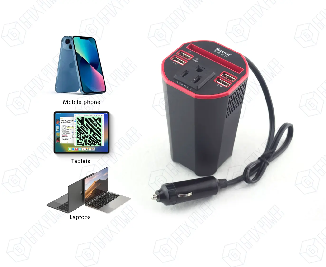 150W 자동차 인버터 12V 110V 휴대 전화 충전기 전원 변환기 변압기